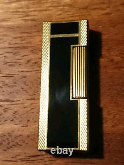 Près De Mint! Dunhill Gold Black Enamel Vintage Rollagas Lighter Case Box Travaillant