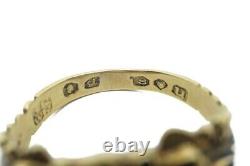 Spectaculaire Georgien English 18k Gold Black Enamel Diamond Moorning Ring C1835