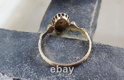 Striped Era Victorienne Diamond Ring Seed Pearl Black Enamel Mourning Antique Gold
