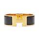 T.n.-o. 2021 Authentic Hermès Black Enamel Gold Metal Clic Clac H Pm Bangle Bracelet