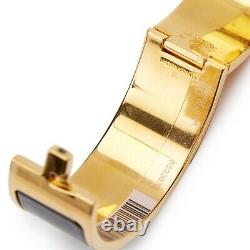 T.n.-o. 2021 Authentic Hermès Black Enamel Gold Metal CLIC Clac H Pm Bangle Bracelet