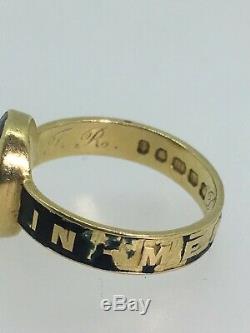 Un Antique Or 18 Carats, Émail Noir Et Diamant Deuil (memorial) Ring, C1884