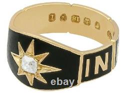 Victorian 0.13 Ct Diamond Black Enamel 18carat Yellow Gold Maurning Ring