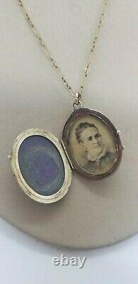 Victorian 14k Or Black Enamel Seed Pearl Mourning Cheveux Photo Locket Pendentif 8g