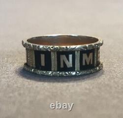 Victorian 18ct Gold Black Enamel Moorning Ring Band Hm 1881 Condition Excellente