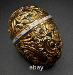 Victorian 18ct Gold Bloodstone Bonbonierre Enomel Œuf Vers 1890