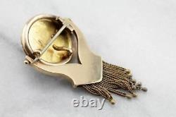 Victorian Black Enamel Swiveling Tassel Gold Brooch