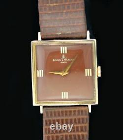 Vintage Baume Mercier Cal Bm775 25mm 14k Gold Brown Enamel Dial Mechanical Watch