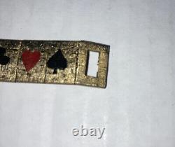 Vintage Bridge / Poker Playing Card Combinaisons Black/red Enamel Sur Gold Tone Bracelet