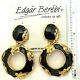 Vintage Edgar Berebi Brown Black Enamel Gold Leaf Design Clip-on Rare Signé Nouveau