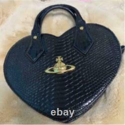 Vivienne Westwood Bag Heart Black Women Enamel Croco Gold Tag Mode