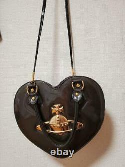 Vivienne Westwood Enamel Heart Bag Sac À Main En Or Noir Big Orb